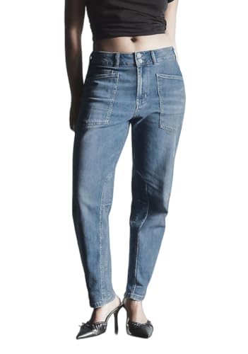 Women Barrel Straight Leg Jeans Skinny Stretchy High Waisted Slim Fit Classic Tapered Mom Denim Jeans2