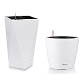 Dexceder 9x8 Dumpy Round & 24 Inches Tall Self Watering Planter Diamond High Gloss Indoor Outdoor, T