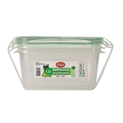 Snips, Lock Rect., Rectangular Fridge Container, 1.20 litres, Microwave Container, Set 2 pcs., 4 Safety Locks - Image 2