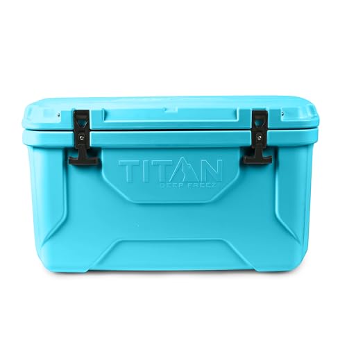 Titan Hard Ice Chest Cooler with Microban Protection - 55 Quarts (84 Can) Arctic Zone Cooler with Deep Freeze Insulation - Blue