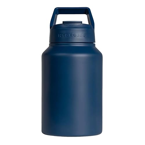 HydroJug Stainless Steel Half-Gallon Water Bottle 64oz - Keeps Temp For 24 Hours - Refillable, Reusable Jug With Carry Handle - Leakproof Guarantee - Great For On-The-Go Hydration - BPA Free