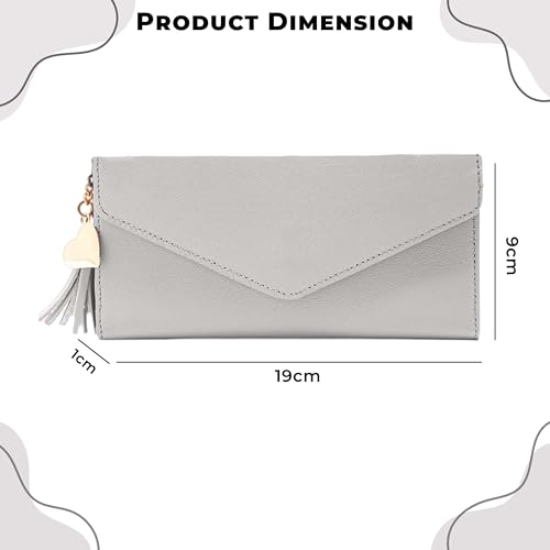 Image of Kraptick Women's Wallet -Stylish and Compact Purse Clutch Wallet for Women, Stylish Card Coin Holder, Debit Card Holder, Money Organizer and Travel Wallet for Women with 13 Slots (Light Gray)