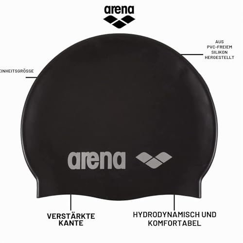 arena Classic Unisex Silikon-Badekappe, Schwimmkappe für Frauen und Männer, Badekappe mit Verstärktem Rand… – Ansicht 2