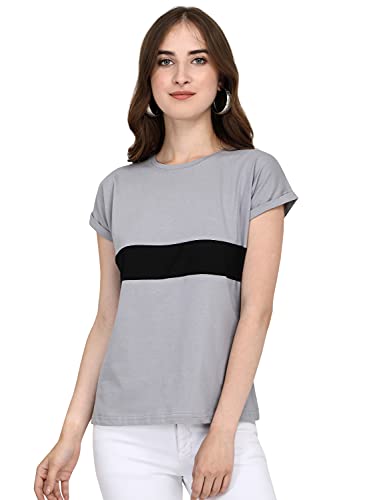 Image of GRECIILOOKS Women's Regular Fit Plain Top with Half Sleeves for Office Wear, Casual Wear, Under 399 Top for Women /Girls (Pink Large)