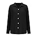 Women's Waffle Knit Button Down Shirts Casual Long Sleeve Shacket Jacket Boyfriend Tops Fall Blouses Loose Fit Black