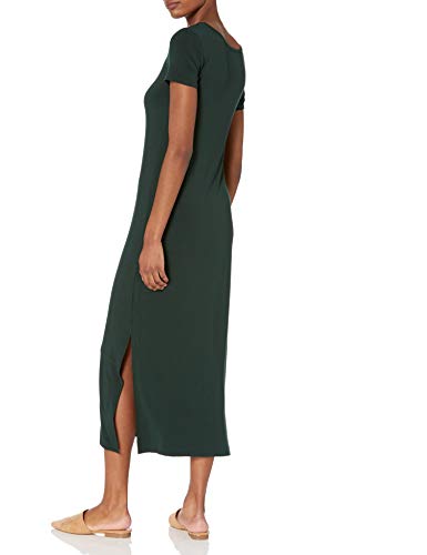 Amazon Essentials Women's Jersey Standard-Fit Short-Sleeve Crewneck Side Slit Maxi Dress (Previously Daily Ritual), Deep Green, Small #TOP2