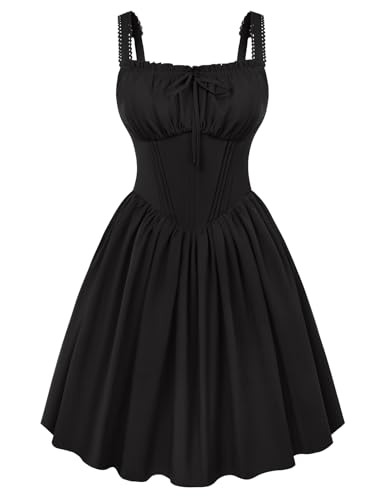 Scarlet Darkness Corset Mini Dress Adjustable Straps Sundress with Pockets - image 1