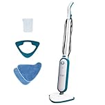 Russell Hobbs Upright Steam Mop, 1.4kW Power, 380ml Water Tank, 30-Second Heat-up, 15-Minute Run-Time, Sealed Hard Floors, Tiles, Vinyl Flooring, Carpets, Rugs in White & Aqua, RHSM1001-G