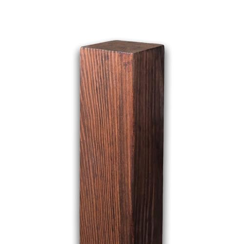 Trave in Legno Massiccio di Pino Nordico, Sezione Quadrata 9x9 cm, Lunghezza 3 m, Impregata color Teak scuro