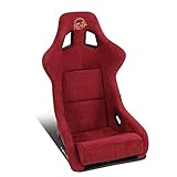 NRG Innovations NRG-FRP-302MAR-PRISMA Universal Fixed Back Bucket Racing Seat for 5-Point Harnesses, Size L, Maroon Alcantara Material, 24