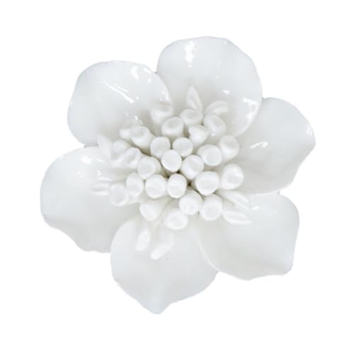 Kuntesetty Scultura Floreale da Parete Fiore da Muro Decorazione Moderna Ornamento Artigianale in Ceramica con Gancio Integrato Adatta per Arredare Soggiorno Cu, Camelia