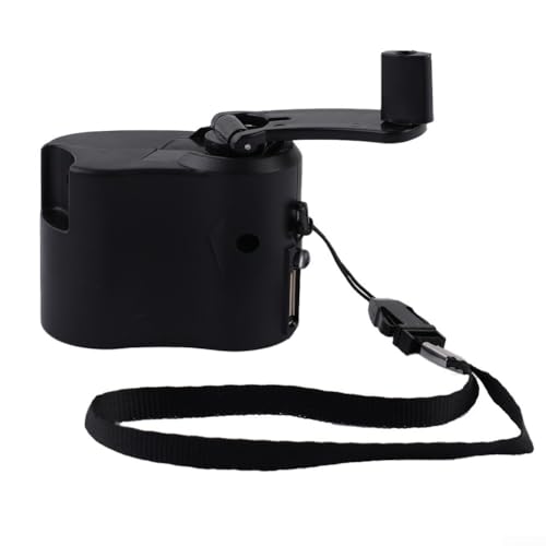 Volakebeing Generador de manivela manual USB portátil Cargador de dínamo Fuente de alimentación para teléfonos móviles Dispositivos digitales Camping Senderismo Viajes con luz indicadora LED (negro)