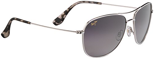 Maui Jim Wayfarers Polarized Aviator Sunglasses, Silver, Large