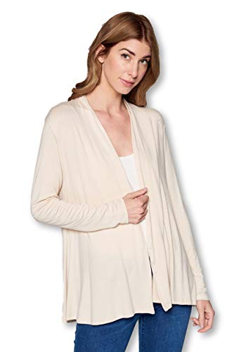 Image of Women Casual Open Front Long Sleeve Lightweight Softest Viscose Made from Bamboo Cardigan