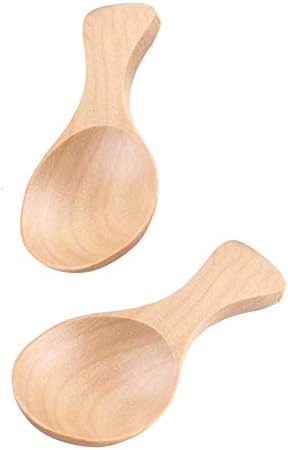 AKOAK 2 Pcs Mini Wooden Spoon with Short Handle, Perfect Small Jar of Jam, Spices, Condiments, Sugar, Honey, Tea Coffee Spoon, Kitchen Accessories (Khaki)