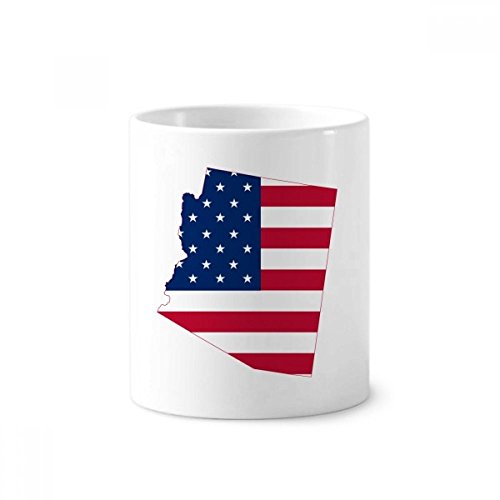 Tasse en céramique blanche Arizona motif drapeau finitions soignées hauteur 4 pouces