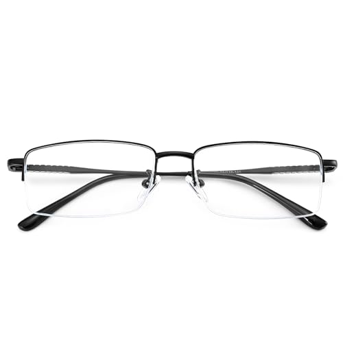 Image of Dollger Rectangle Blue Light Glasses for Men Metal Anti Bluelight Blocking Glasses for Computer Fashion Eyeglasses Small Half