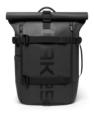 OAK25 Reflektierender Rolltop Rucksack Damen & Herren Schwarz...