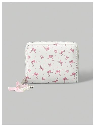 MakeMeChic Women's Cute Wallets Bow Pearls Small Wallet Coin Purse Cash Pocket with Zipper Multicolor One-Size3