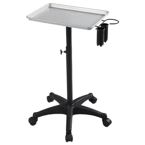 XIEweiZHI Carro rodante con Bandeja de Aluminio - Servicio de salón Ajustable Bandeja rodante Peluquería SPA Ruedas for Bandeja rodante