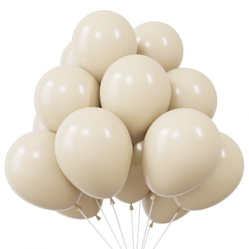 KBZVNAF White Sand Latex Party Balloons - 50 Pack 12 inch Helium Matte Cream Balloons for Wedding Bridal Shower Baby Shower Birthday Party Decorations