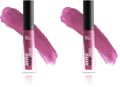 Image of Blue Heaven Hyper Stay Weightless Liquid Matte Lipstick | Long-lasting & Smudge Proof | Non-Transfer Matte Lipstick for Women | Deep Fuschia-17 | 6ml (Pack of 2)
