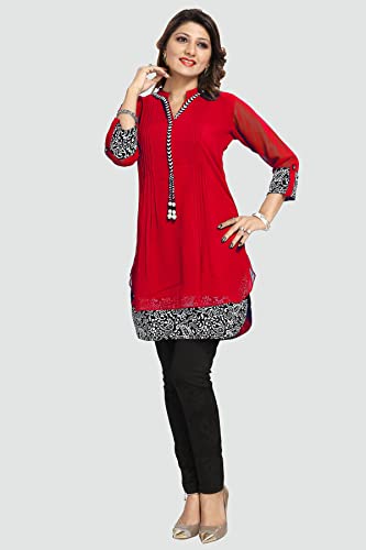 Image of Keshubaba Women's Short Tunics with Neckline Embroidery |Kurti Tops | Short Kurti | Short Kurti for Women | Short Kurti for Girls