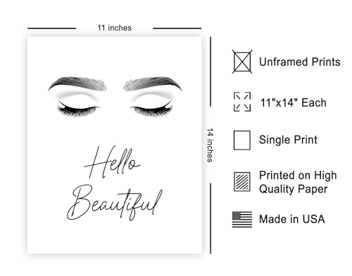 Image of Poster Master Hello Beautiful Print - Fashion Poster - Trendy Art - Minimal Wall Design - Gift for Men, Women & Fashionista - Glam Decor for Dorm, Living Room or Bedroom - 11x14 UNFRAMED Wall Art