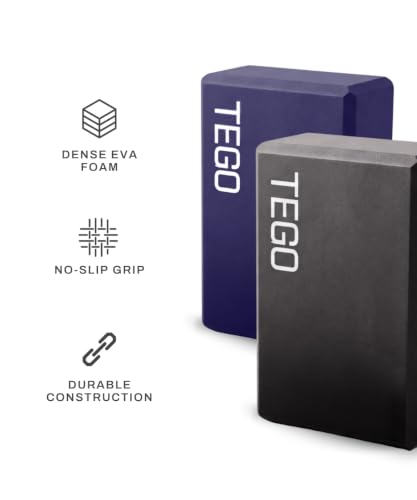 Image of TEGO Boost Yoga Block - Firm EVA - 3x6x9 Inches - Black Green - Accessory for Yoga and Pilates
