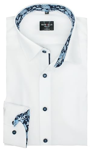 Marvelis Herren Oberhemd, Extra Langarm 69 cm, Body Fit, Weiß, New York Kent Gr. 42