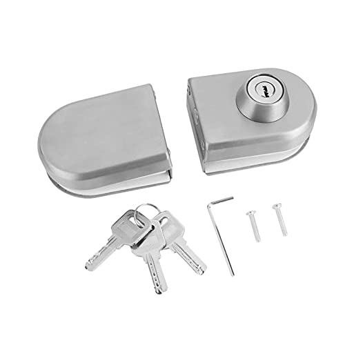 Rankomu Cerradura de puerta de cristal de acero inoxidable de 10-12 mm con llave sin taladrar cerradura de seguridad para baño, hotel hogar