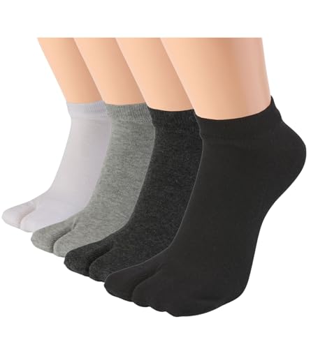 Tabi Socks, Split Toe Flip Flop Socks High Crew for Men and Women Cotton Pack of 4