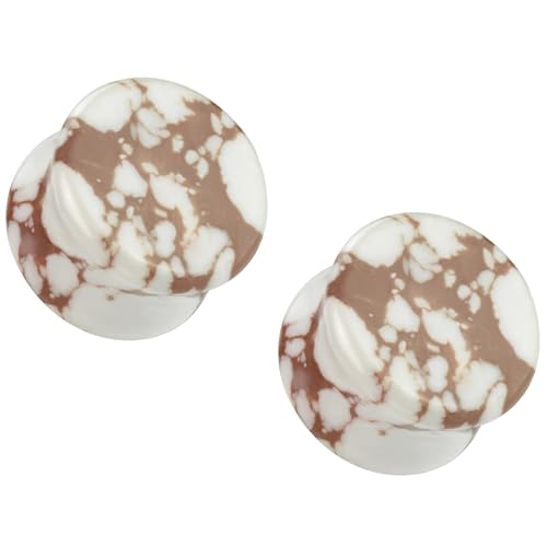 Chevilles évasées doubles en pierre synthétique blanche et marron pour piercing Pierced Owl