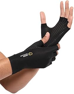 Copper Compression Arthritis Gloves - Best Copper Infused Fingerless Glove for Carpal Tunnel, RSI, Rheumatoid , Tendonitis, Hand Pain, Computer Typing, Support for Hands. Fit for Women & Men - 1 Pair - Small