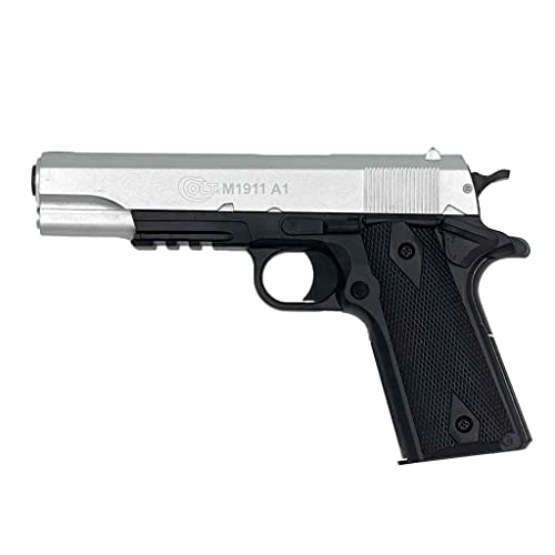 CyberGun Pistolet à Billes Airsoft- Colt 1911 hpa Bicolor modèle à Ressort(Spring)-Couleur:Noir/Argent-Culasse métal-Puissance 0.5 Joule