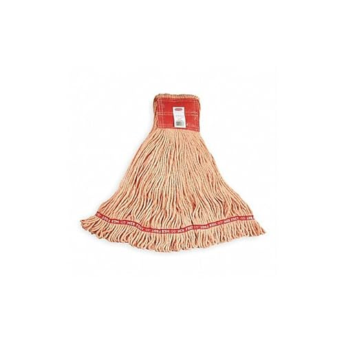 Image of Rubbermaid Commercial Products Web Foot Shrinkless Mop Head Replacement, Medium, Orange, Heavy Duty Industrial Wet Mop for Floor Cleaning Office /School /Stadium /Lobby /Restaurant