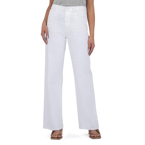 KUT from the Kloth Sienna High Rise Wide Leg-5 Pockets Optic White