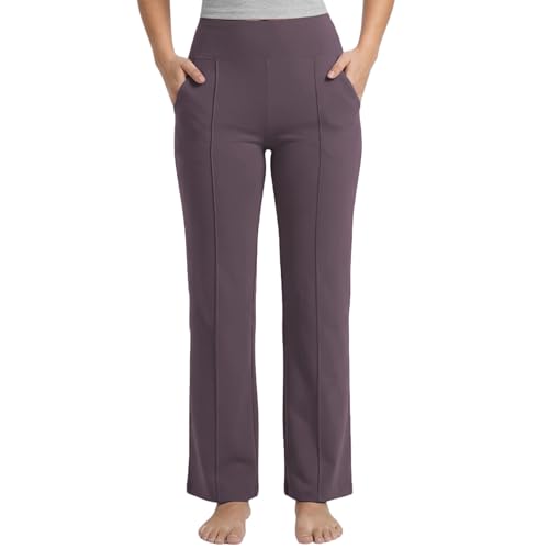 Image of NINQ Women High Waist Flare Pants Lite Regular | Smart Casual Korean Trouser for Office Wear, Gym, Sports, Travel & Daily Styling