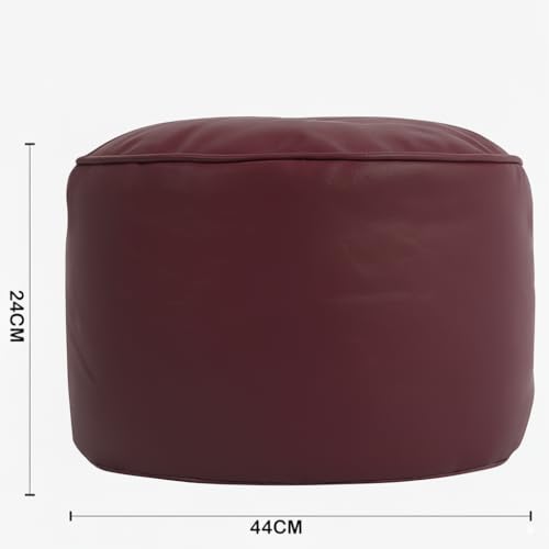 Image of Premium Faux Leather Footstool /Footrest /Pouffe | EPS Beans Filled | Ready to Use | Soft Cushioned Ottoman | Durable Leatherette Finish | Living Room, Bedroom & Office Color- (Maroon)