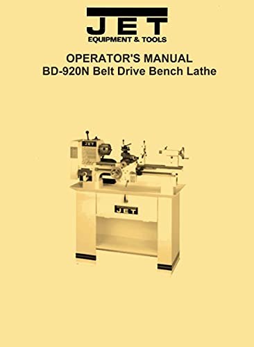 JET BD-920N 321373 9" Metal Lathe Operator's & Parts Manual, Paper Comb Bound