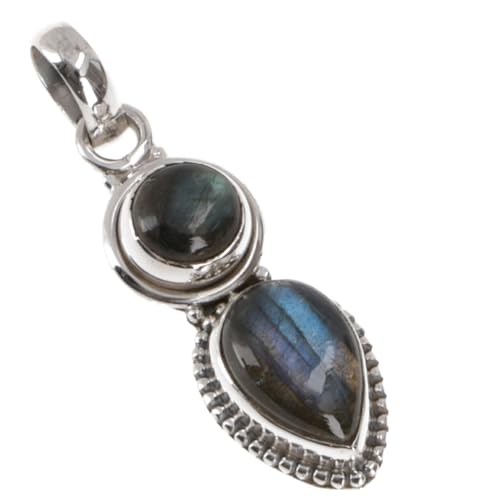 GURU SHOP Colgante de plata boho hindú, colgante de flor de plata, normal, Plata de ley, Sin piedra preciosa