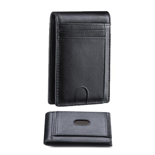 VANNANBA Slim Wallets for Men Leather Mens Wallet RFID Blocking Front Pocket Bifold Wallet Thin Credit Card Holder with Gift Box