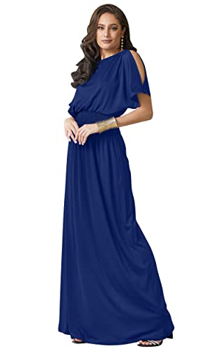 Image of KOH KOH Womens Split Sleeves Smocked Elegant Cocktail Long Maxi Dress