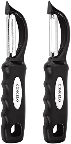 CDNGELO Professional Fruit and Vegetable Peeler Set of 2 for Potatoes, Apples, Kitchen Rotary Serrated Potato Peelers