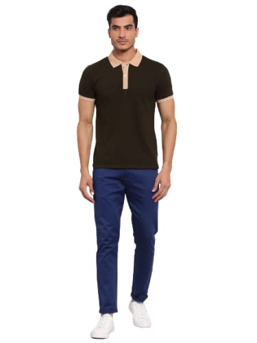 Image of Style Quotient Men Olive Green Polo Collar Pockets T-Shirt