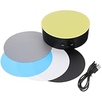 jojofuny Mini 360° Silent Rotating Display Turner Stand 5 Colored Backdrops, Multi-Function Desktop Turntable Display Stand for Photo Video and Figurine Showcase, Black