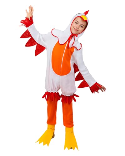 Funidelia | Déguisement poule pour fille et garçon Animaux, Poule, Coq, Poulet - Déguisement pour Enfant et accessoires pour Halloween, carnaval et fêtes - Taille 10-12 ans - Blanc