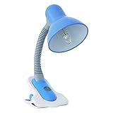 Enchufe europeo estandar 220V Lampara de escritorio flexible AZUL con pinza max 60W E27 220-240V 07152
