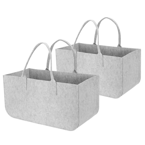YXINAER Bolsa de Fieltro Bolsa de Fieltro Plegable for Guardar leña y periódicos.(2 pcs Light Grey)