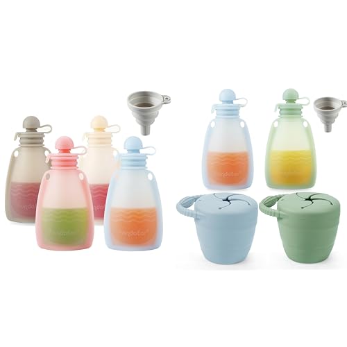 Image of PandaEar 6 Pack Baby Food Pouches & 2 Pack Snack Containers